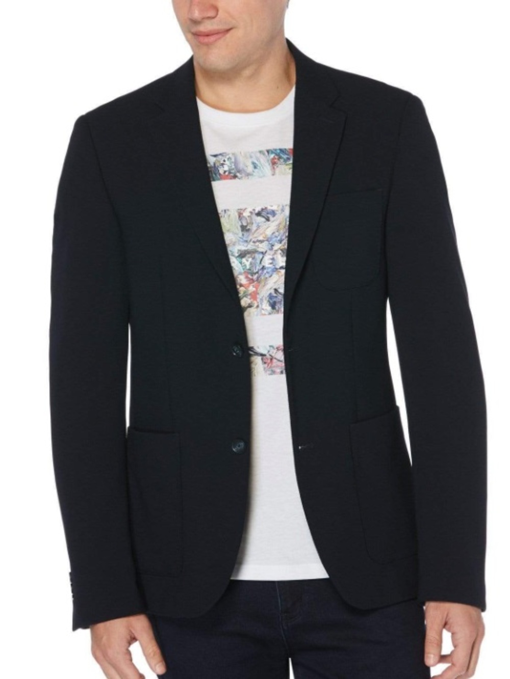 Perry Ellis Men's Slim Fit Textured Stretch Sport Jacket Dark Sapphire 38 Short